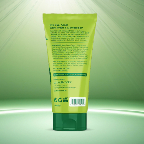 Neem Face Wash – Purifying Cleanser for Clear and Acne-Free Skin (60ml) - Image 2